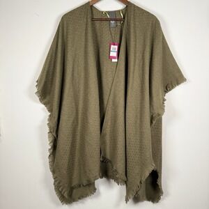 Vince Camuto Women's Ruana Textured Soft Olive Green O/S NWT Gold